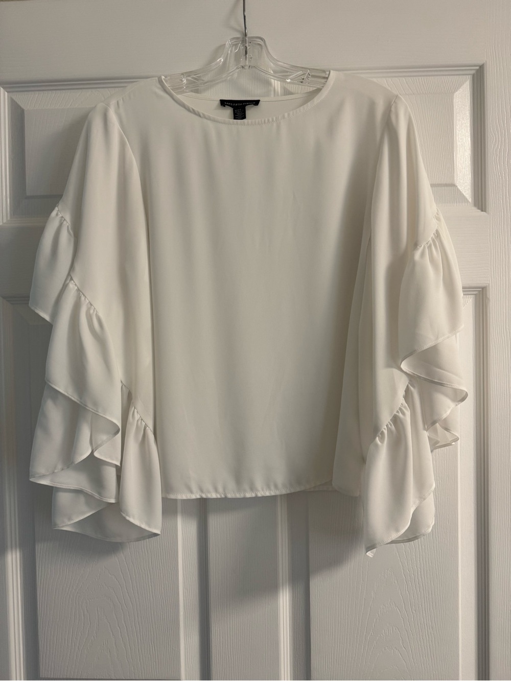 Saks Fifth Avenue White Ruffle-Sleeve Blouse